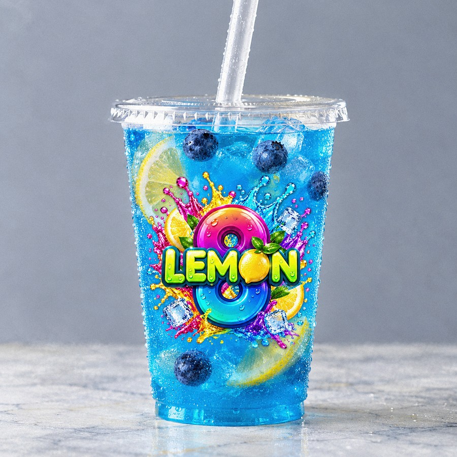 LEMON8 blueberry flavoured lemonade with fresh blueberries