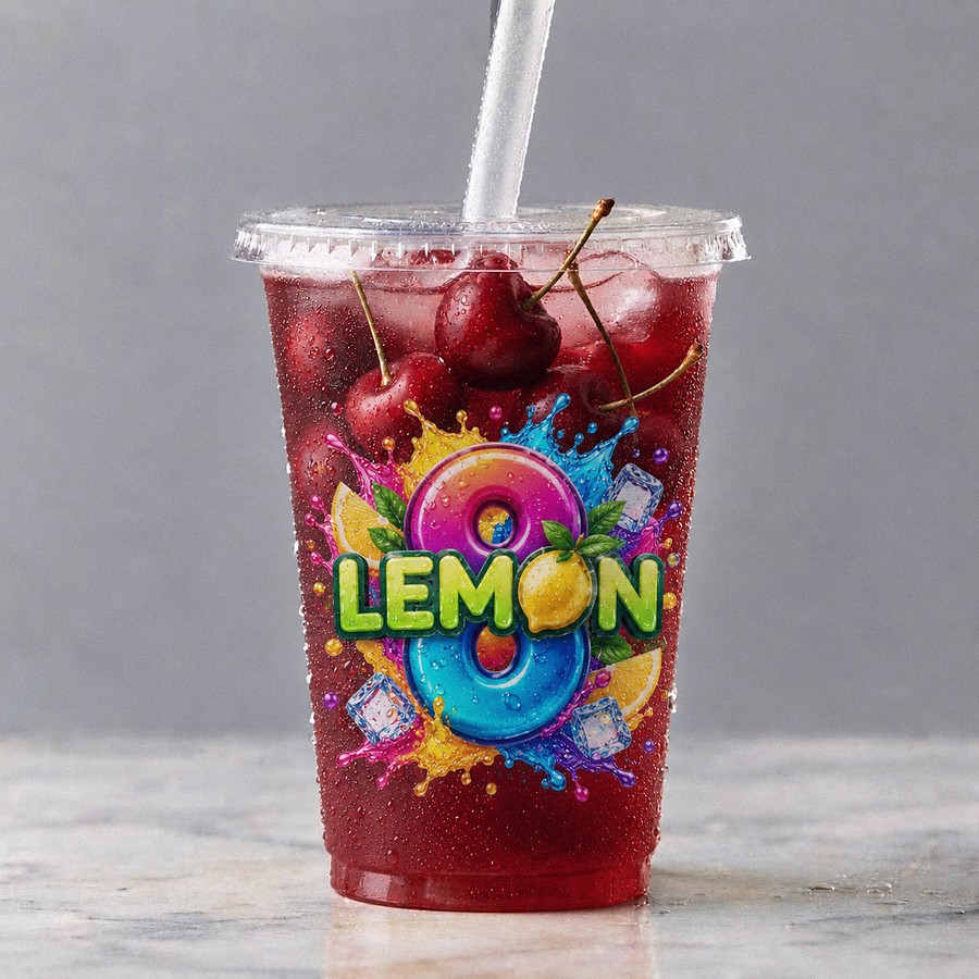 LEMON8 cherry flavoured lemonade with fresh cherries