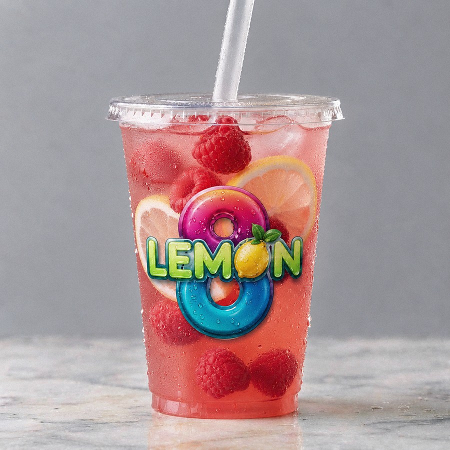 LEMON8 raspberry flavoured lemonade with fresh raspberries